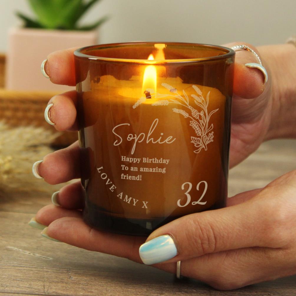 Personalised Birthday Amber Glass Jar Candle Extra Image 3